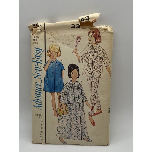 Advance Sewing Pattern 3343 Girls Size 4-14 Robe Pants Top Uncut 1950's Vintage - Picture 1 of 2